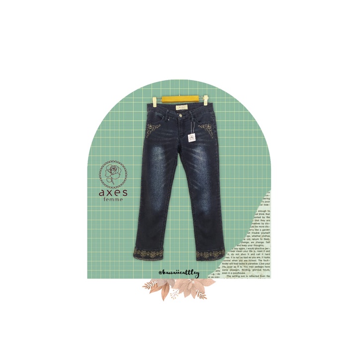 Celana Panjang Jeans Motif Kupu Vintage Axes femme