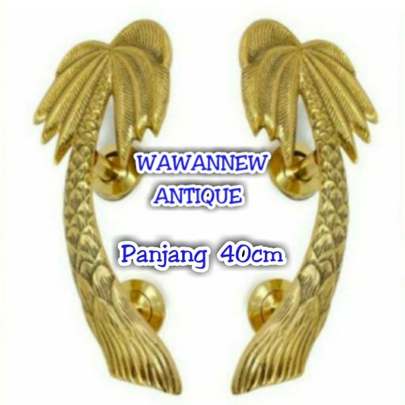 Handle Pintu / Tarikan Pintu Rumah Pagar Kuningan Motif Pohon Palem 40cm