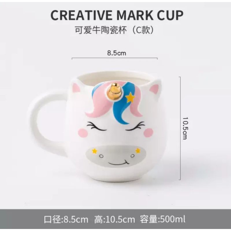 mug cup gelas unicorn kartun impor lucu