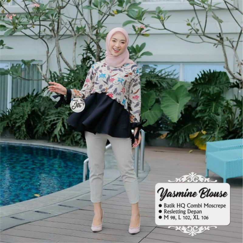 tey-17 Batik wanita ASJ SA HRB026 Kenongo Kemeja Tosca Pendek-YASMINE BUNGA TOSKA