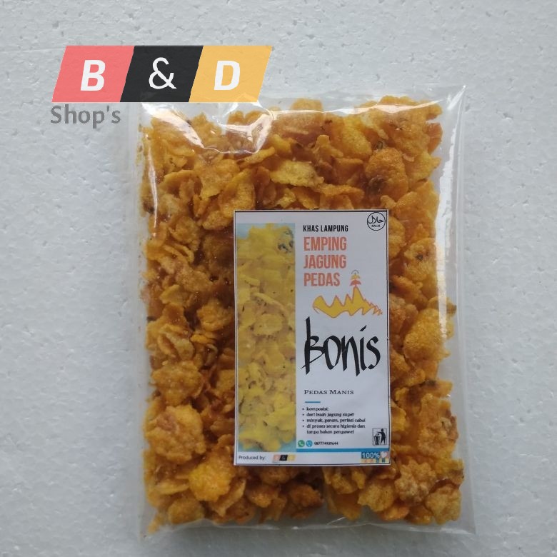 

BONIS. Emping Jagung Original Rasa Pedas Manis Netto 1 Kg.