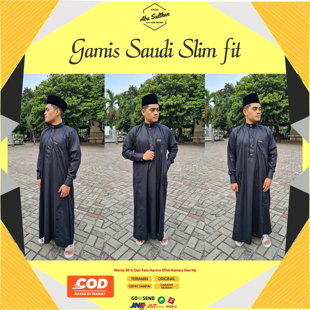 Baju Gamis Jubah Saudi Slimfit abs Jubah Abu Sulthan Pria Mulai Remaja Dewasa Original /Jubah Gamis Seragam Muslim Sholat Laki Pria Habib Arab Turki Fashion Muslim Al haramain