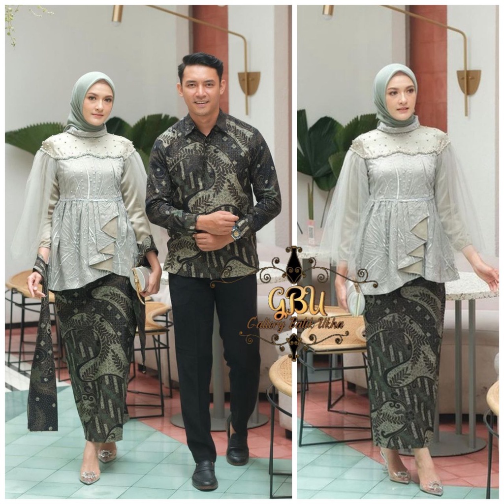 Batik Couple Kebaya Modern Kebaya Tunangan Lamaran Baju Wisuda Batik Brukat Terbaru couple kebaya brokat