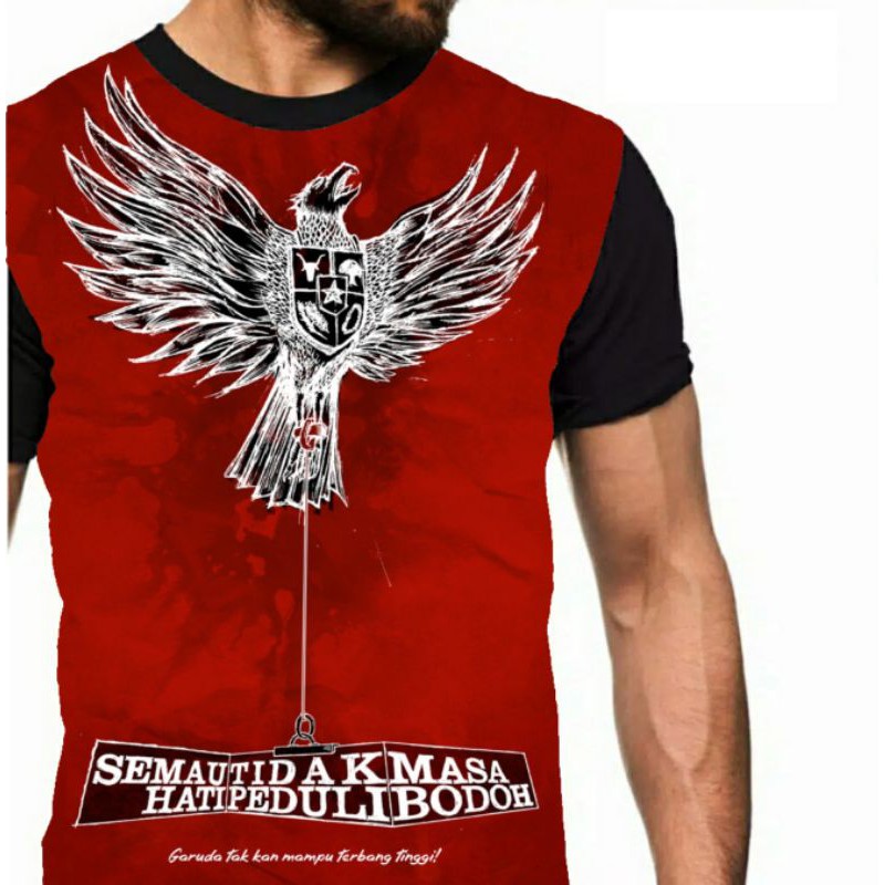 Kaos Garuda Pancasila di dada merah putih Agustusan anak cowok pria distro Bandung murah fullprint