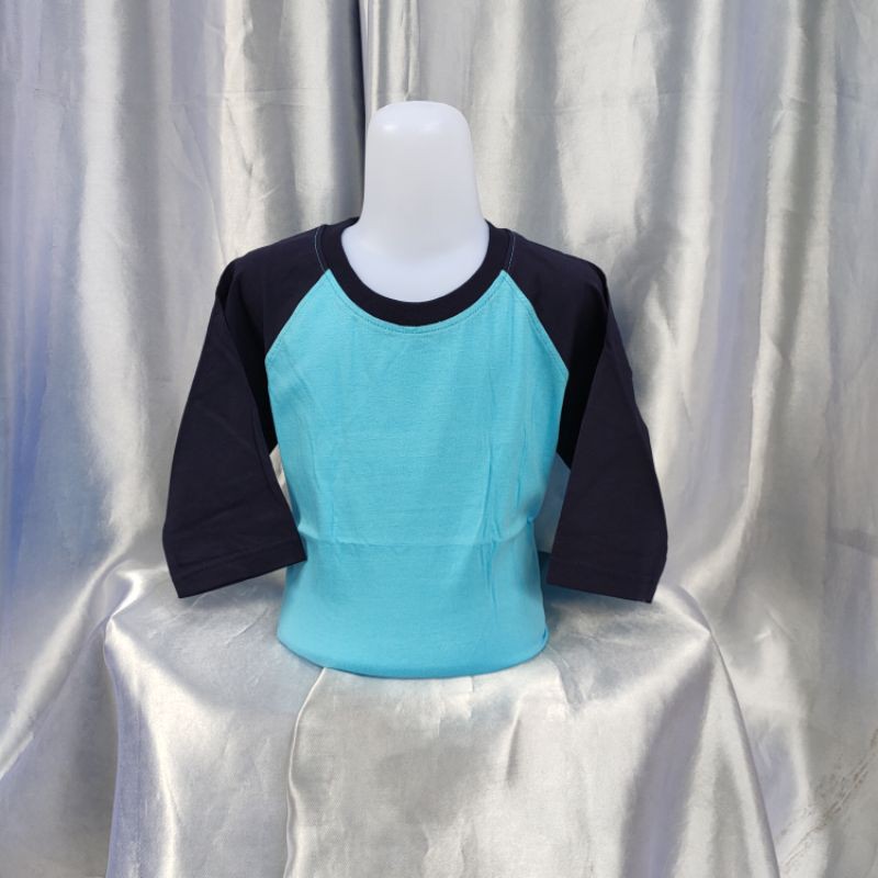 Kaos polos reglan SKYBLUE-NAVY lengan 3/4 Uk  M L XL XXL 20 22 S