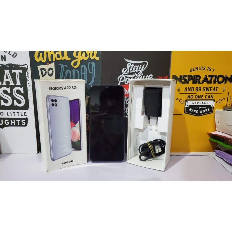 SAMSUNG A22 5G DUAL SIM RAM 6/128GB FULLSET MULUS NO MINUS BEKAS SEKEN