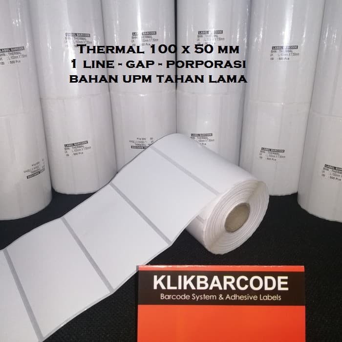 

label barcode thermal, 10 x 5 cm, 100 x 50 mm, hasil cetak tahan lama - ISI : 500 PCS