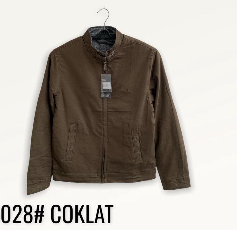 Big Sale New Arrival ll Jaket Bomber Import Casual Pria Polos Bahan Kanvas Merk Boss Original Terbar