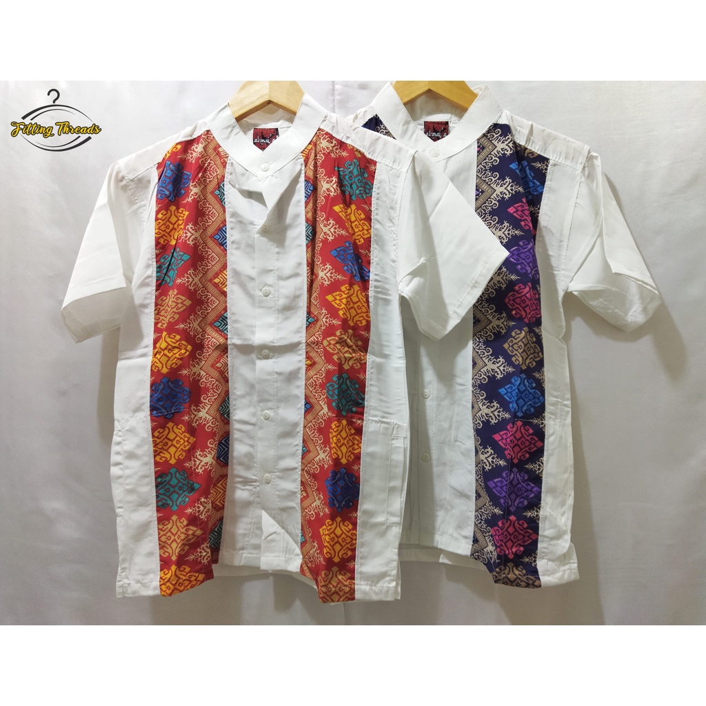 Baju Koko Kombinasi Batik Lengan Panjang Pendek Pria Remaja Dewasa