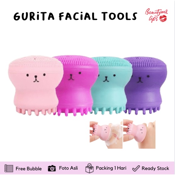 GURITA FACIAL TOOLS - cumi pembersih muka / Sikat Wajah Facial Scrub Lucu Pink