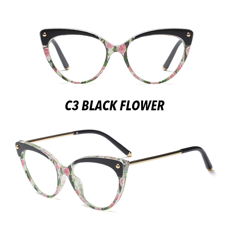 (YUZHU) COD Kacamata Minus 0°~-400° Retro Mata Kucing Wanita Eyeglasses Kacamata Anti Biru