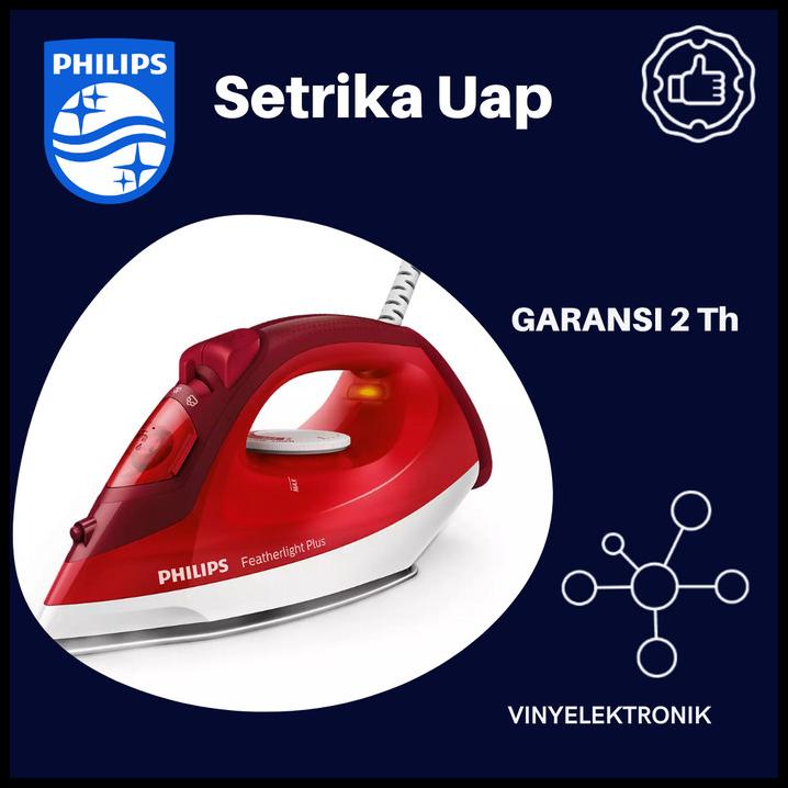 Philips Steam Iron Gc1424/45 - Red / Setrika Uap Gc-1424/45 Low Watt