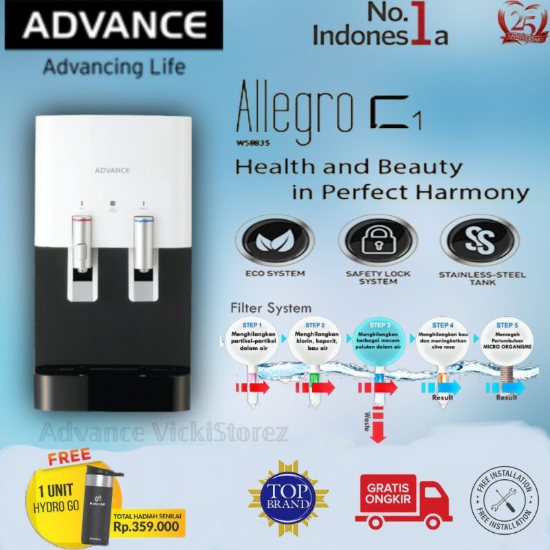 ADVANCE ALLEGRO C1 REVERSE OSMOSIS DISPENSER TANPA GALON