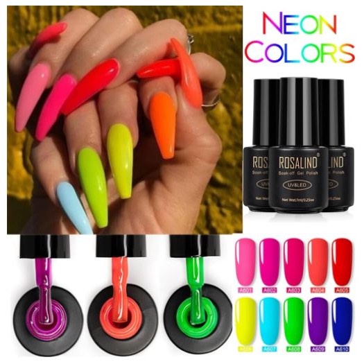 Rosalind Neon Series 7ml / Rosalind UV Gel Polish Neon / Kutek Gel / UV Gel Polish Glitter