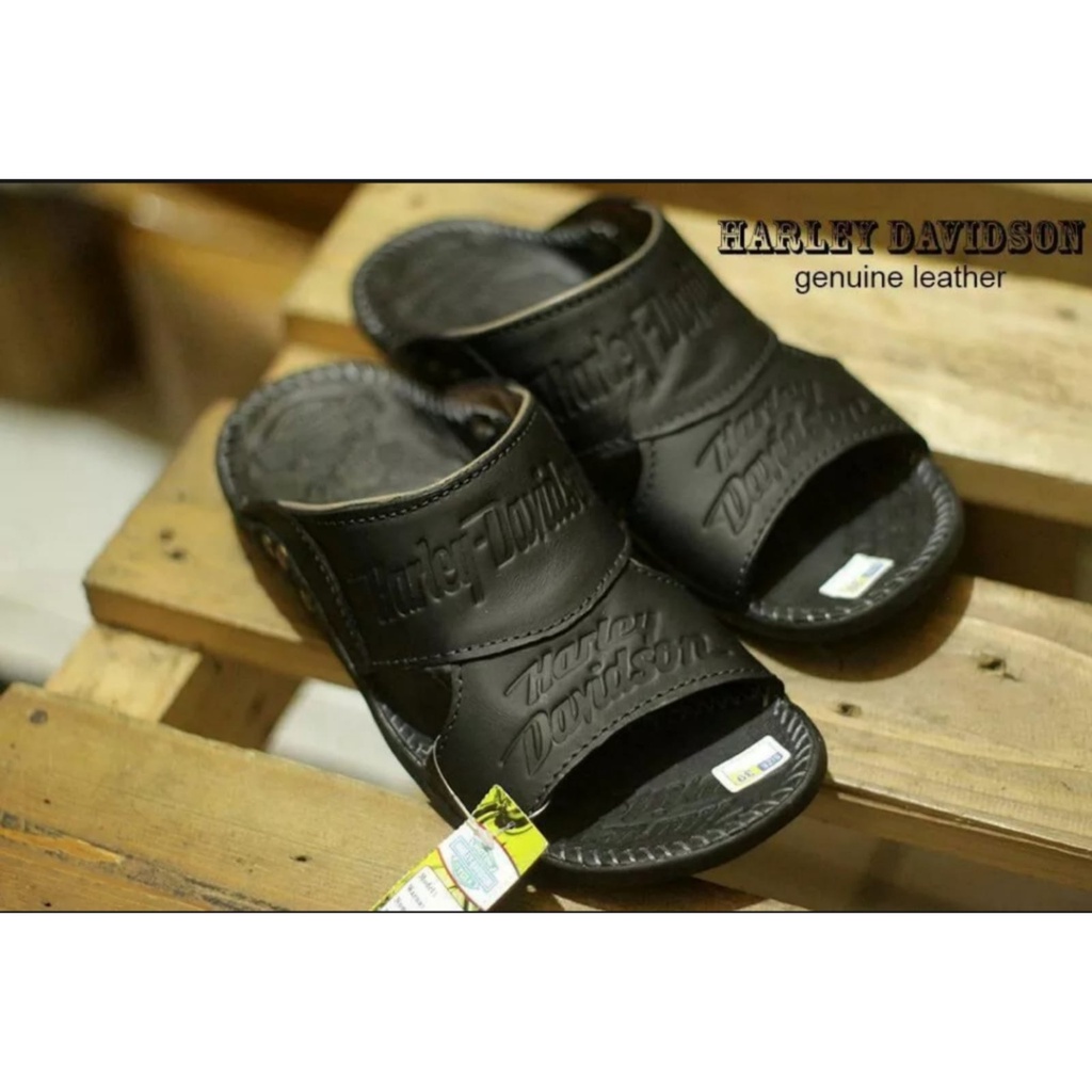 SANDAL KULIT PRIA HARLEY BLACK BROWN TAN KULIT SAPI ASLI ORIGINAL HANDMADE BANDUNG KASUAL SANTAI