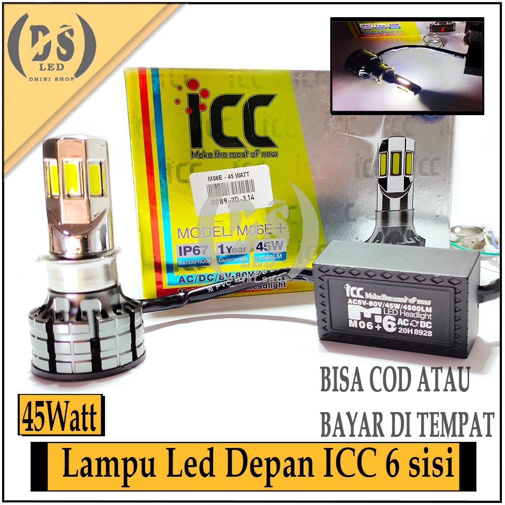 Lampu Led Motor 6 Sisi H6 H4 AC DC 45Watt 30Watt ICC / Lampu Depan motor 6sisi