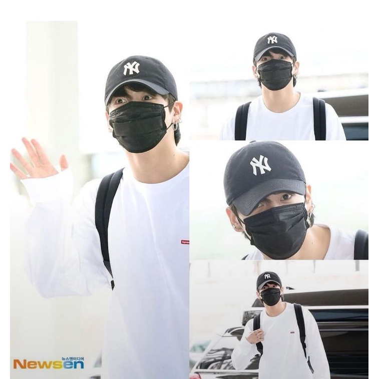 OFFICIAL BTS JUNGKOOK MLB BALL CAP BLACK TOPI