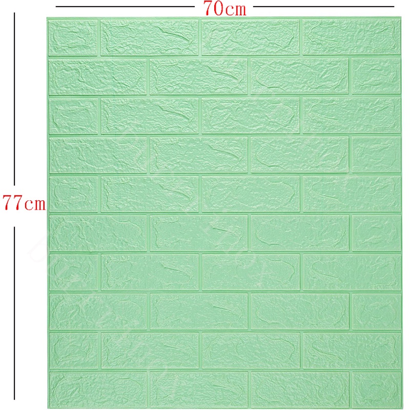 【WR】Wallpaper Dingding 3D Foam Motif Batu Bata Dekorasi Dinding Kamar Murah-Hijau(3mm)