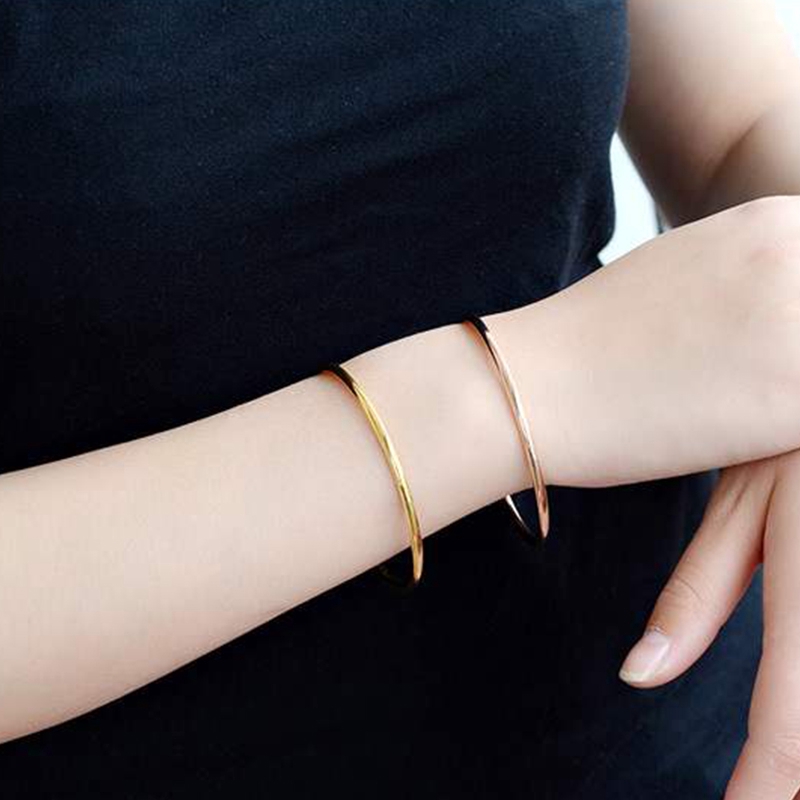 Gelang Titanium Steel Warna Rose Gold 18K Gaya Korea untuk Pasangan-2