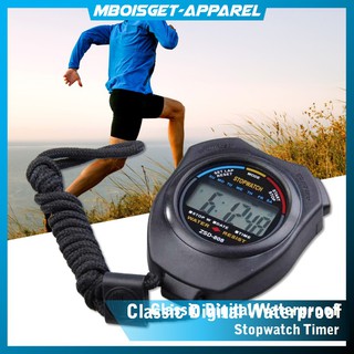 MBOISGET - Stopwatch classic Profesional LCD dengan Strap waterproof digital timer stop watch