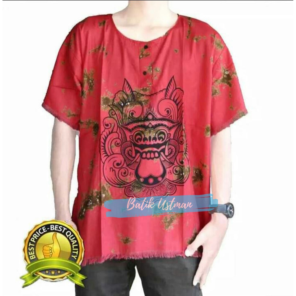 Baju Barong Bali Jumbo Pria Wanita Dewasa Kaos Barong Polos Murah Rayon Tebal