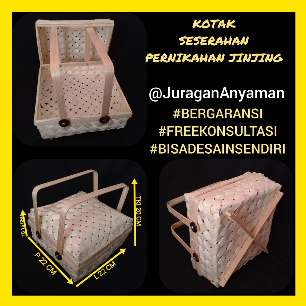 

Kotak Seserahan Pernikahan Jinjing - Kotak Mahar - Kotak Hantaran Pernikahan - Box Bambu 2 Tangkai Bamboo Basket Keranjang Hampers Souvenir Seserahan Lamaran Hantaran Pernikahan Kerajinan Anyaman Bambu
