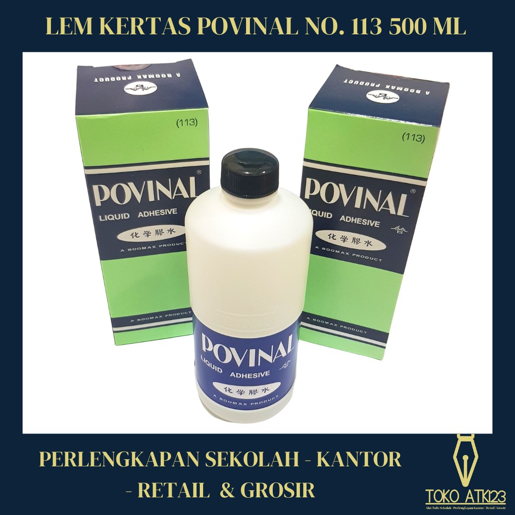 Lem Kertas Cair Merk Povinal Refill No. 113 500 ml