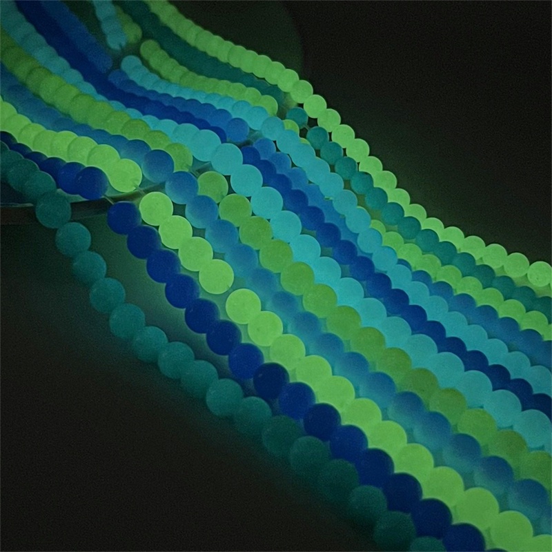 6 / 8mm Manik-Manik Kaca Luminous Glow In The Dark Untuk Membuat Perhiasan Gelang Kalung DIY Lubang 1mm