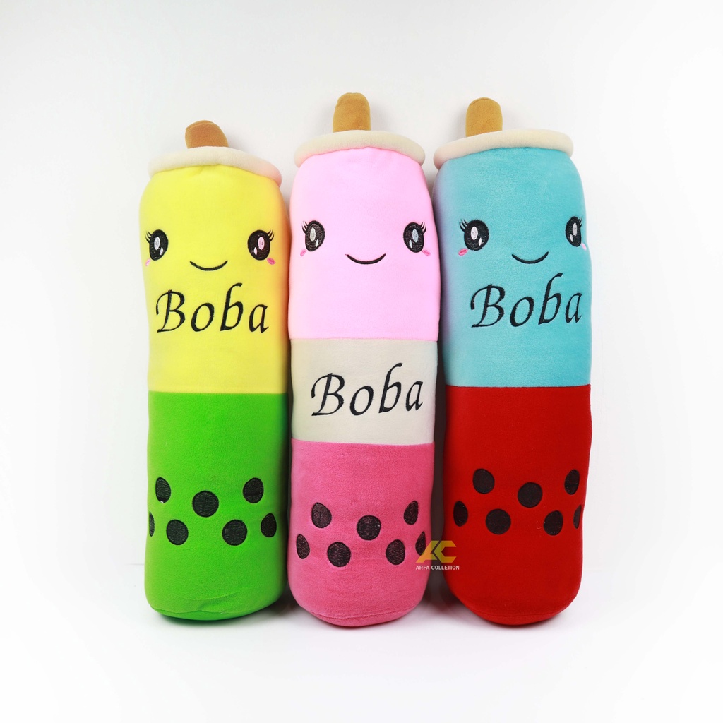 Boneka Boba Guling Bahan Felboa Tinggi 75 cm Berlabel SNI Gambar Bordir