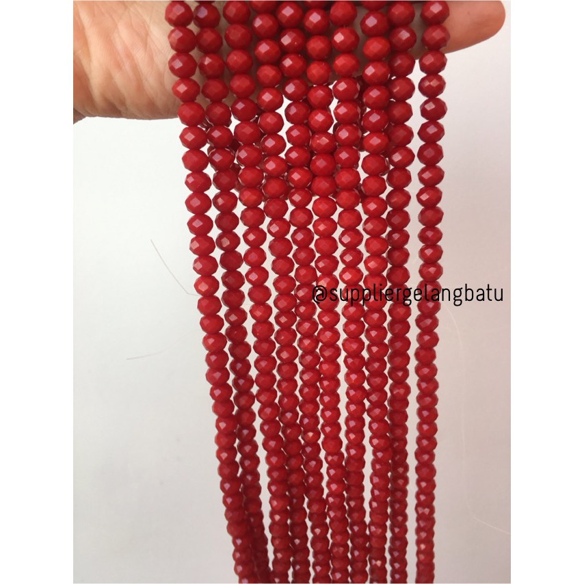 Crystal Ceko Doff 8mm MERAH MAROON beads manik donat rondelle grosir aksesoris kristal bakpao bapao