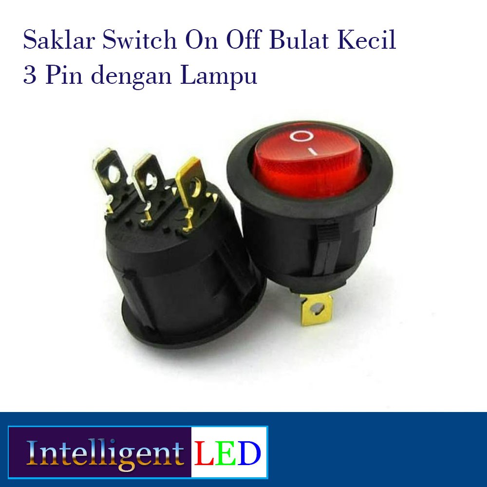 Saklar Switch On Off Bulat Kecil 3 Pin dengan Lampu