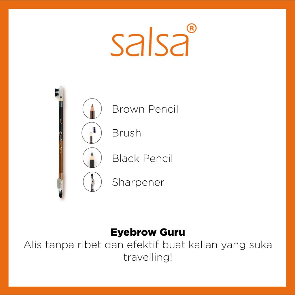 SALSA Eyebrow Guru - Pensil Alis 4in1 (Brown, Black, Serutan, Sikat) Original BPOM