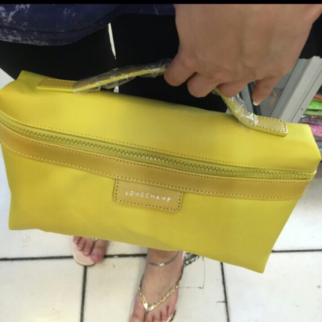 Tas pouch tenteng  lo ng cha mp n_e_o premium size L warna kuning lemon
