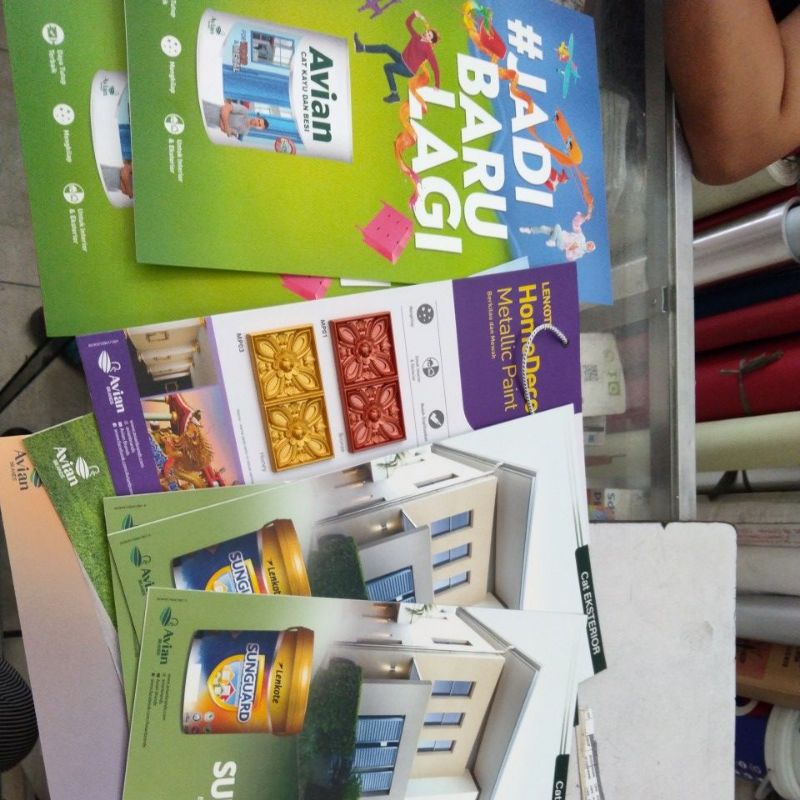 Kartu katalog warna cat avian. cat glovin.katalog homedeco.katalog lenkote supersilk. paragon. sungu