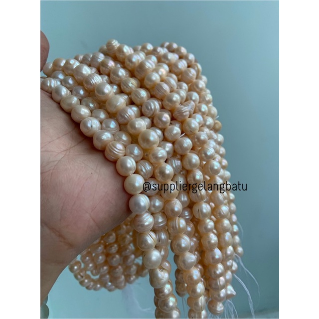 Bahan Mutiara Air Tawar Barok / Baroque PEACH 10 x 16mm Bulat pearl