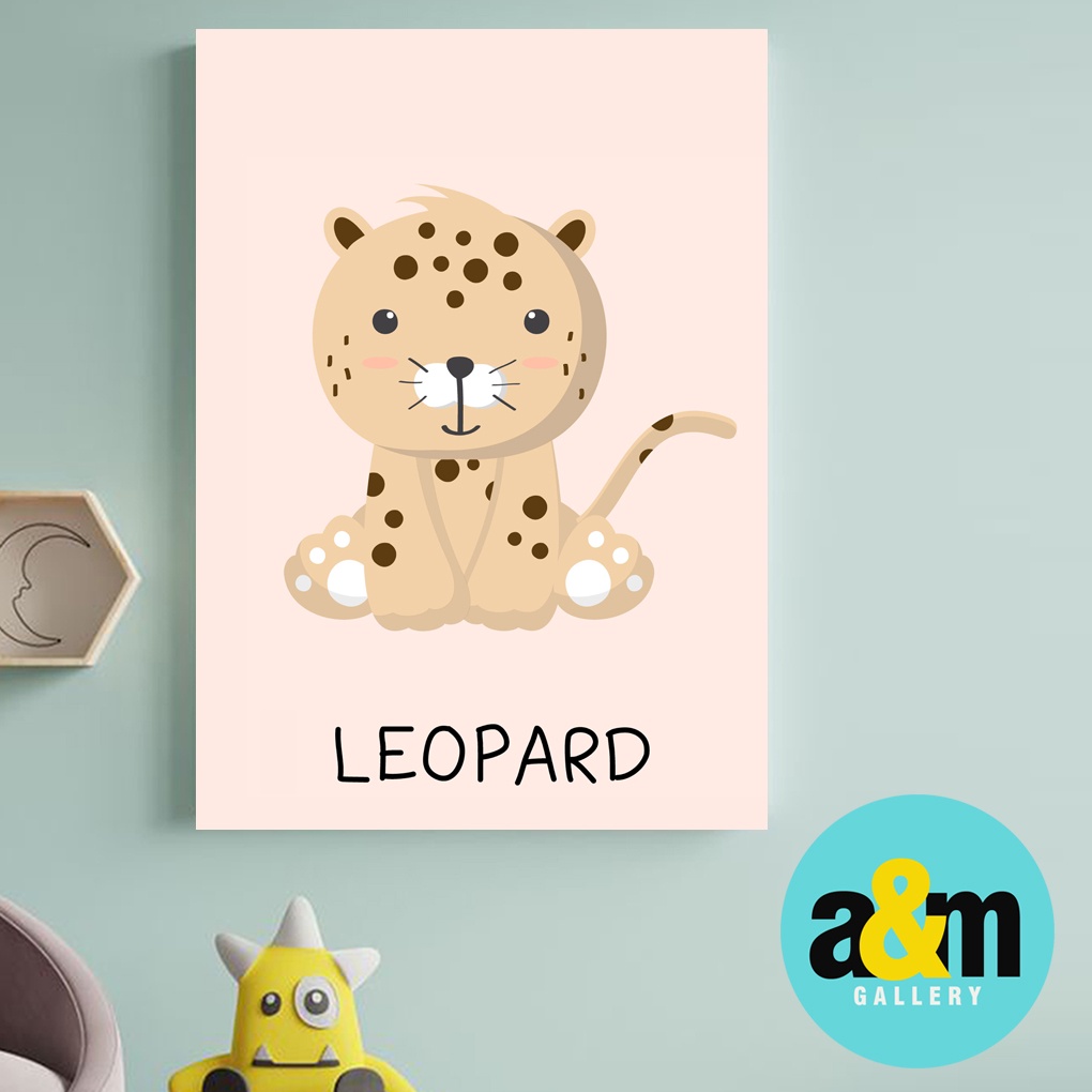 Poster Kayu Hiasan Dinding Kamar Bayi dan anak Gambar Binatang Lucu ( A4 ) Dekorasi Kamar anak Wall decor Edukasi Gambar Tema Binatang - A&amp;M