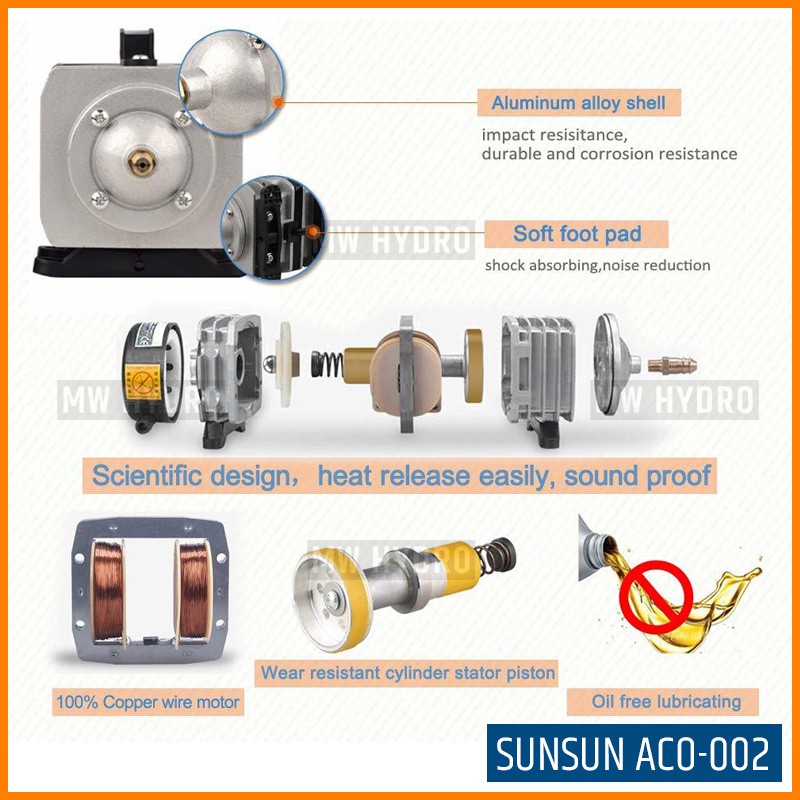 SUNSUN Yuting ACO-002, Electromagnetic Air Pump, Aerator / Pompa Udara
