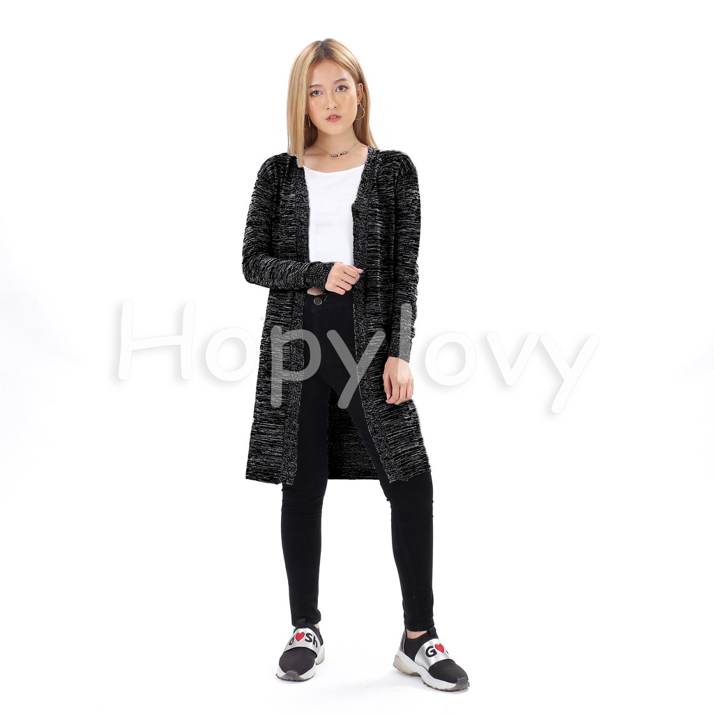 HOPYLOVY - Cardigan Rajut Panjang Wanita Long Cardy Twiss Knit Enji