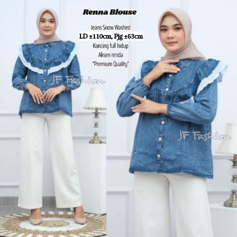 Blouse jeans renda (XXL LD ±110cm) //JF673