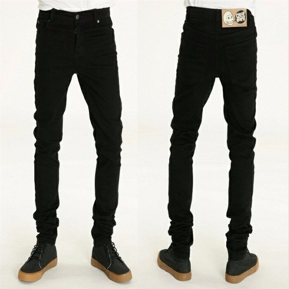 Jeans Melar Soft Jeans / Pensil Strecth Slimfit Skinny Celana Panjang  Pria warna Hitam Full