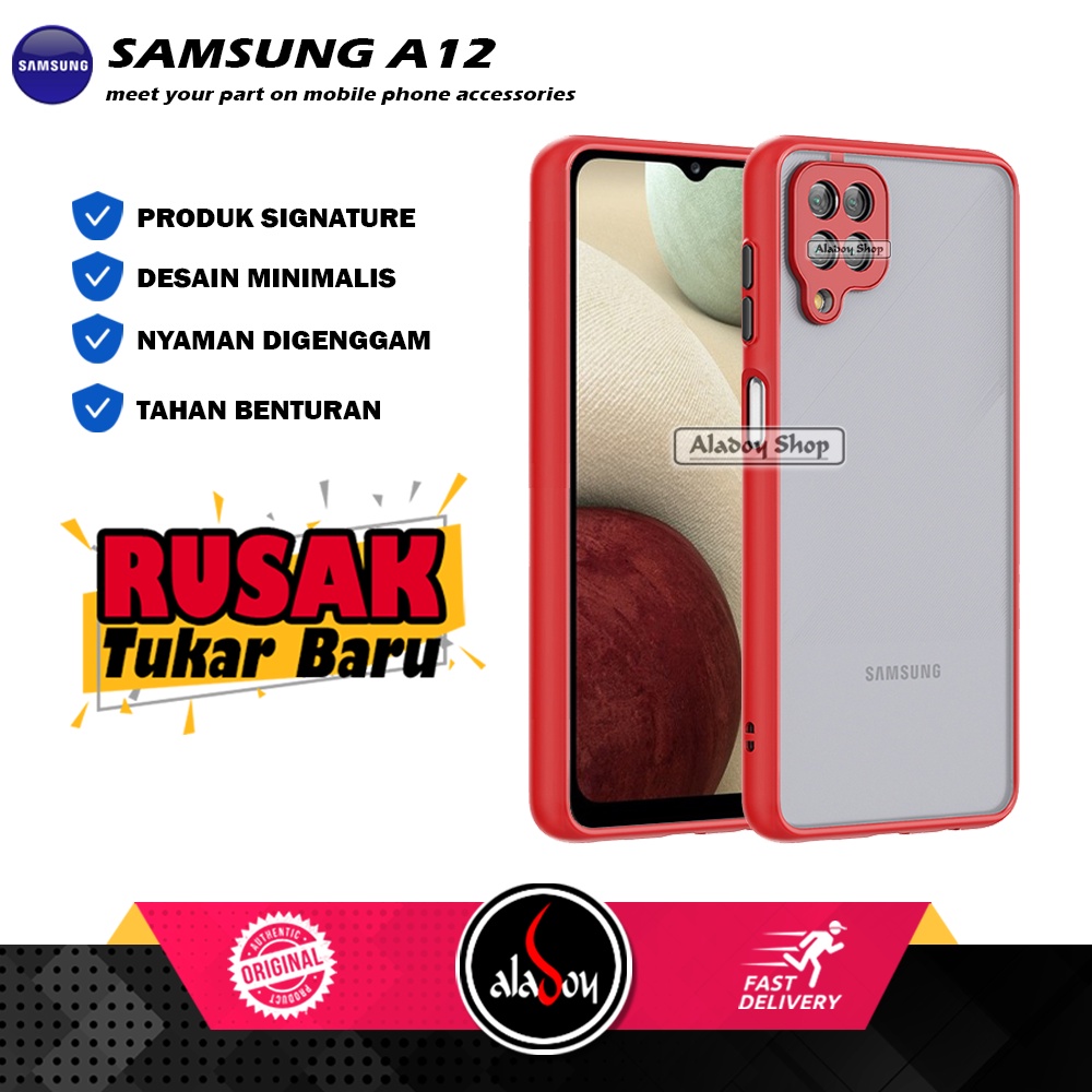 Case Samsung A12 Hard Case AERO Protection Camera Premium Casing