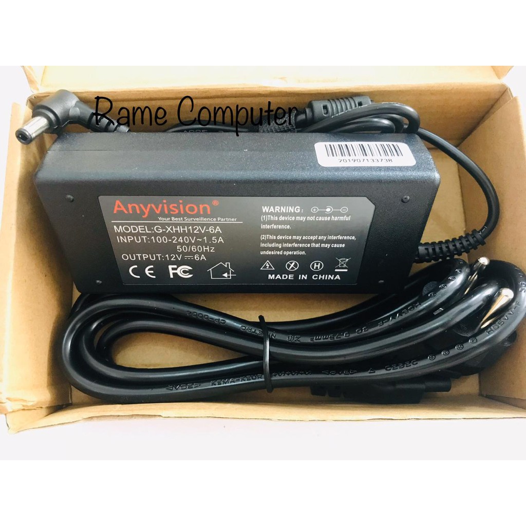 Switching AC Adapter 12V 6A Adaptor Power Supply DVR CCTV DC 12 volt 6 Ampere