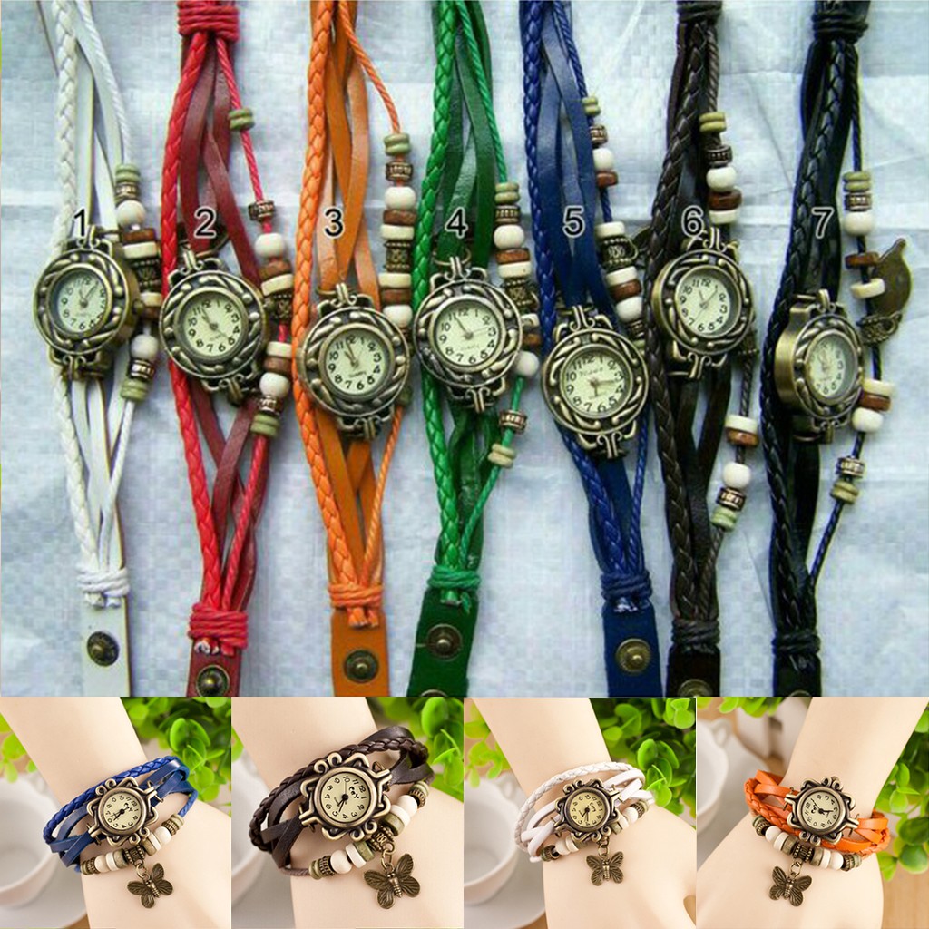 [✅COD] Jam Tangan Gelang Tali Vintage Watch Aksesoris Fashion Korean Style Wanita Cewek Anti Air Murah Couple Original