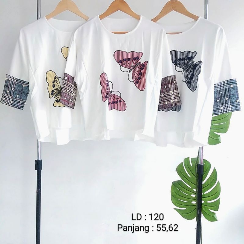 atasan blus blouse putih Jumbo 3L  wanita Mosco scuba tebal lembut melar adem premium x katun motif 