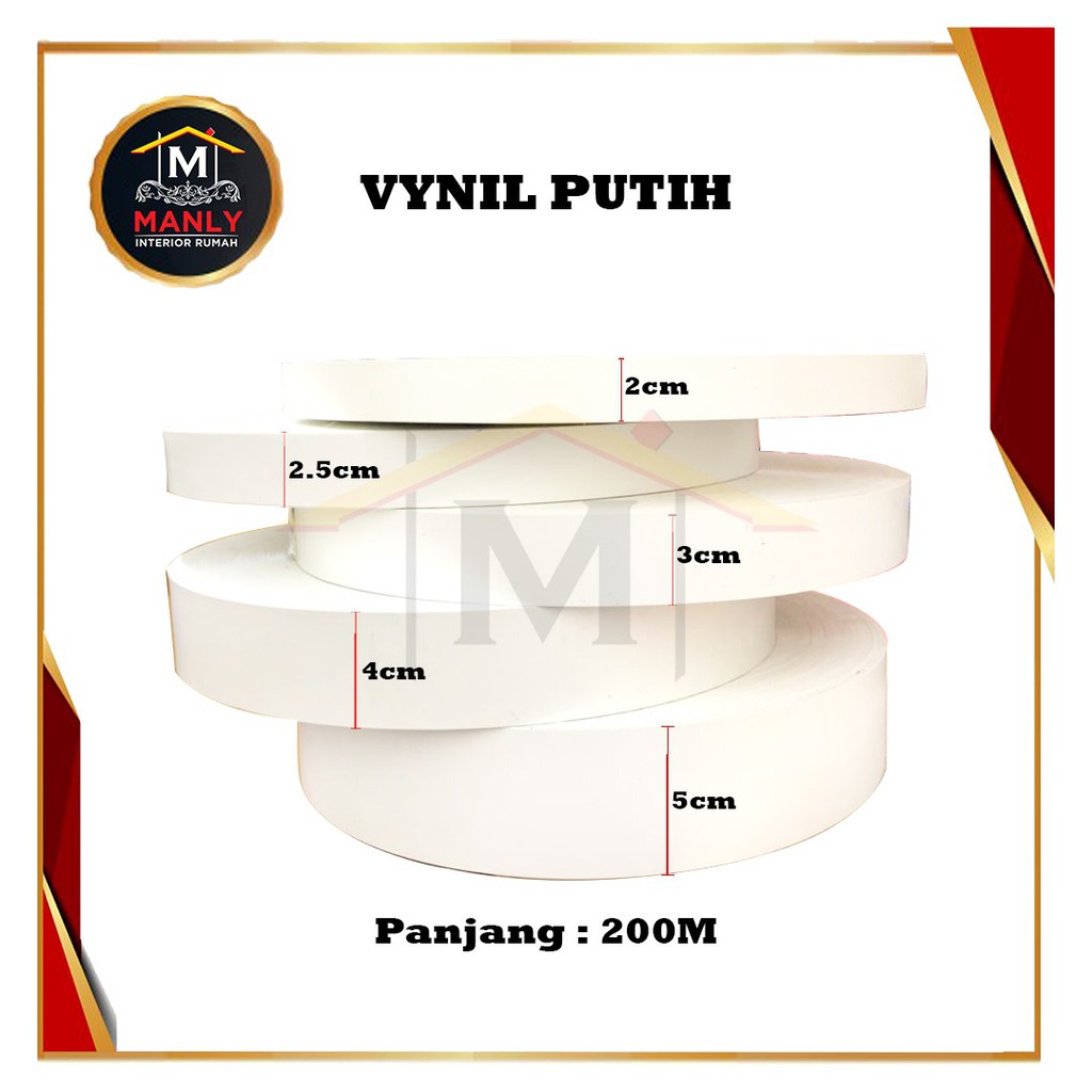 Edging Putih Vynil Dop 3 cm (30 mm) / Vinyl Vinil Putih Dof, Isi 1 Roll (200M)