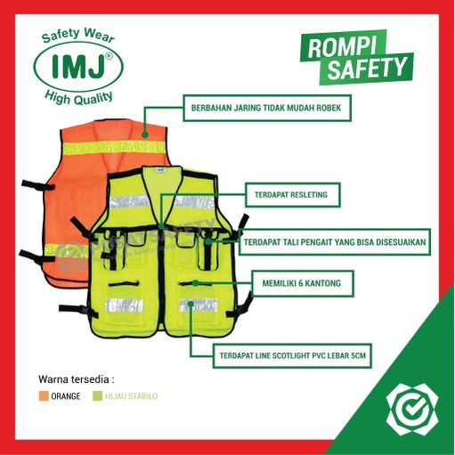 Rompi Jaring Safety Kerja Proyek 6 Kantong IMJ