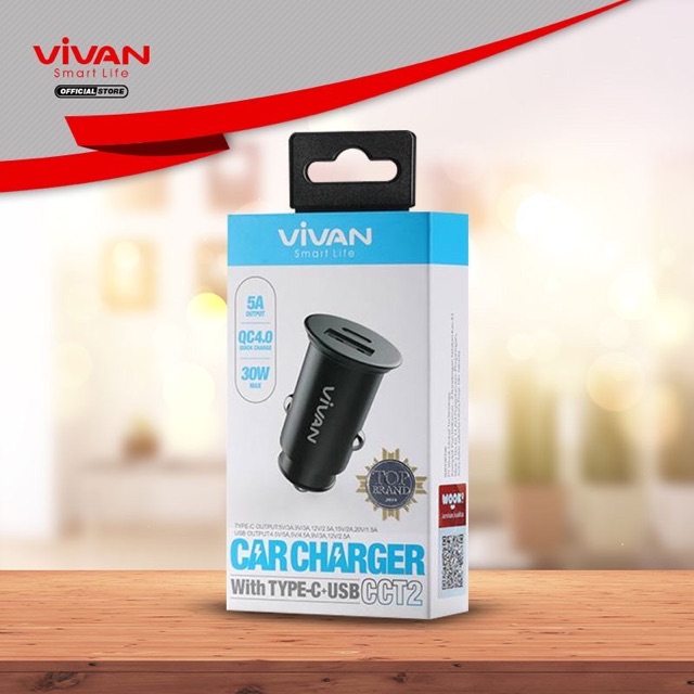 VIVAN Car Charger Mobil 2 Port USB Quick Charge 4.0 Fast Charging Garansi Resmi 1 Tahun - CCT2