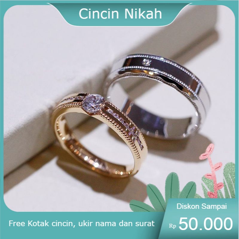 Cincin Nikah Couple Asli Silver / Perak Pria Wanita