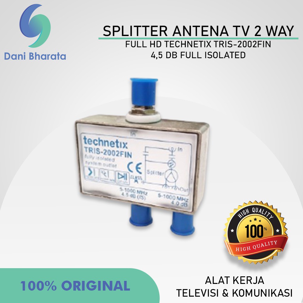 Splitter CATV 2W-Way Technetix 5-1000 MHz (Packing Plastik)