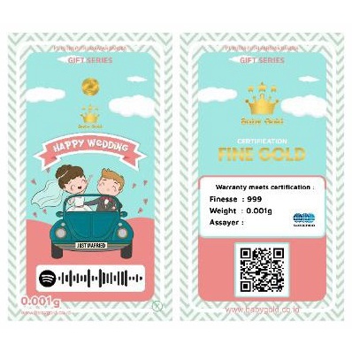 Emas Logam mulia 24 Karat Gift Series Babygold 0.001 0.002 0.005 gram Souvenir Hadiah Wedding Pernikahan Bandung Dealer Emas Mini-BG Wedding Car
